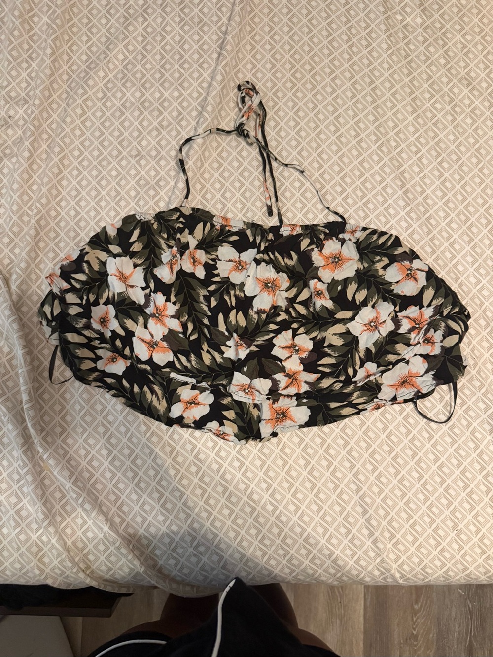 Volcom Black Floral Cropped Halter Top